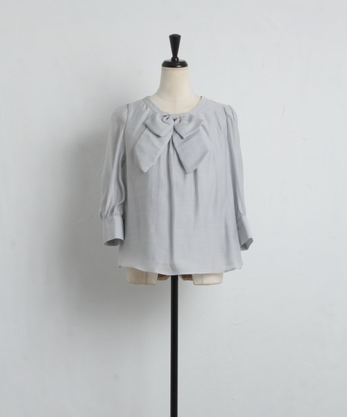 tocco closet（トッコ　クローゼット）の「りぼん付きシャイニーシアーブラウス（シャツ/ブラウス・レディース・アイボリー/グレー系その他・M）」の13枚目の写真
