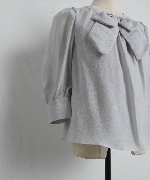 tocco closet（トッコ　クローゼット）の「りぼん付きシャイニーシアーブラウス（シャツ/ブラウス・レディース・アイボリー/グレー系その他・M）」の11枚目の写真