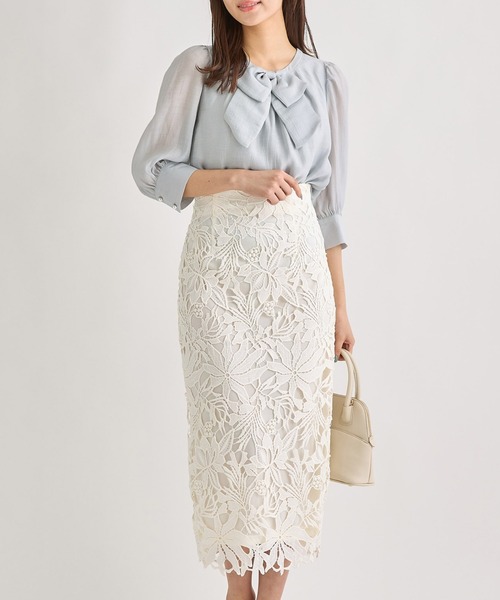 tocco closet（トッコ　クローゼット）の「りぼん付きシャイニーシアーブラウス（シャツ/ブラウス・レディース・アイボリー/グレー系その他・M）」の15枚目の写真