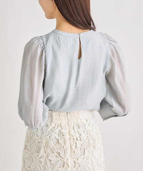 tocco closet（トッコ　クローゼット）の「りぼん付きシャイニーシアーブラウス（シャツ/ブラウス・レディース・アイボリー/グレー系その他・M）」の10枚目の写真