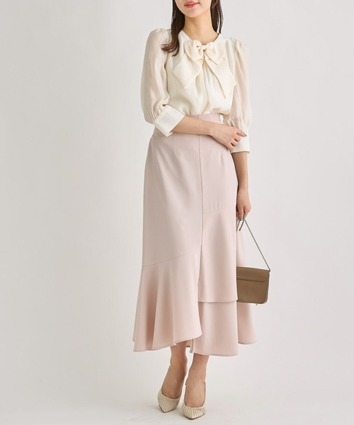 tocco closet（トッコ　クローゼット）の「りぼん付きシャイニーシアーブラウス（シャツ/ブラウス・レディース・アイボリー/グレー系その他・M）」の5枚目の写真
