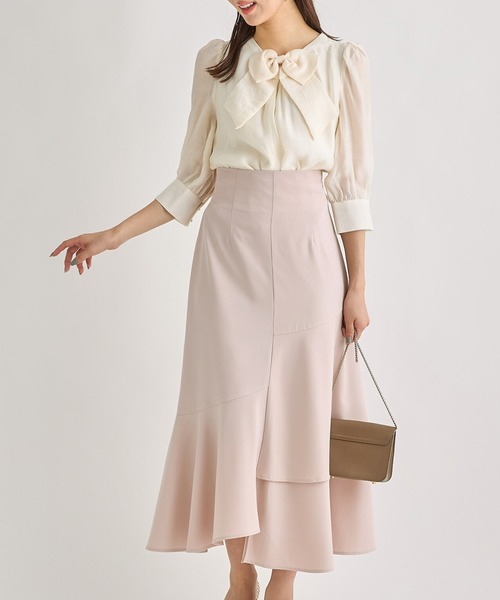 tocco closet（トッコ　クローゼット）の「りぼん付きシャイニーシアーブラウス（シャツ/ブラウス・レディース・アイボリー/グレー系その他・M）」の12枚目の写真