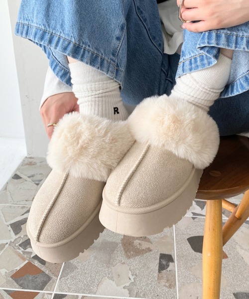 セール】【累計販売数1万足突破！】フェイクムートンスリッポン