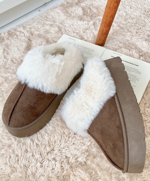 moment+（モーメントプラス）の「【累計販売数1万足突破！】フェイクムートンスリッポン（スリッポン・レディース・モカ/アイボリー/ブラック/キャメル・L/LL/S/M）」の7枚目の写真