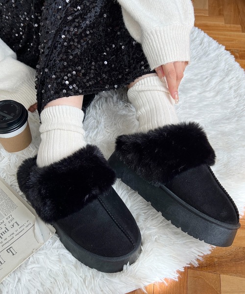 moment+（モーメントプラス）の「【累計販売数1万足突破！】フェイクムートンスリッポン（スリッポン・レディース・モカ/アイボリー/ブラック/キャメル・L/LL/S/M）」の21枚目の写真