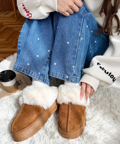 moment+（モーメントプラス）の「【累計販売数1万足突破！】フェイクムートンスリッポン（スリッポン・レディース・モカ/アイボリー/ブラック/キャメル・L/LL/S/M）」の16枚目の写真