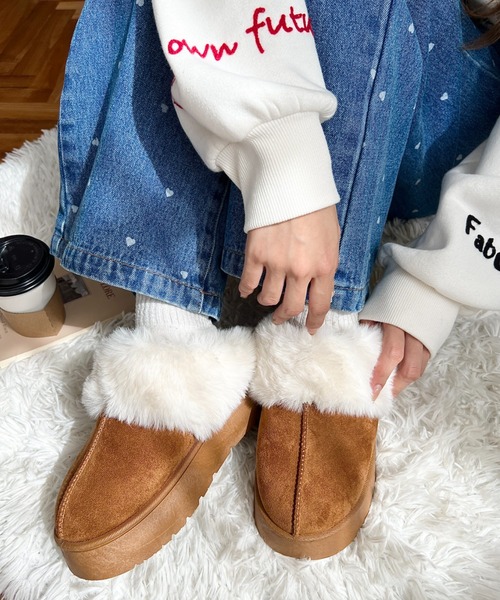 moment+（モーメントプラス）の「【累計販売数1万足突破！】フェイクムートンスリッポン（スリッポン・レディース・モカ/アイボリー/ブラック/キャメル・L/LL/S/M）」の13枚目の写真