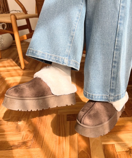 moment+（モーメントプラス）の「【累計販売数1万足突破！】フェイクムートンスリッポン（スリッポン・レディース・モカ/アイボリー/ブラック/キャメル・L/LL/S/M）」の11枚目の写真