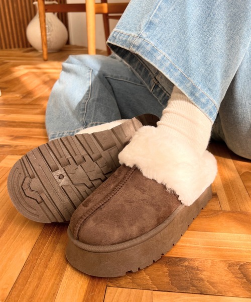 moment+（モーメントプラス）の「【累計販売数1万足突破！】フェイクムートンスリッポン（スリッポン・レディース・モカ/アイボリー/ブラック/キャメル・L/LL/S/M）」の8枚目の写真