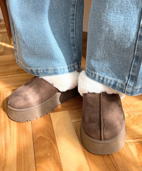 moment+（モーメントプラス）の「【累計販売数1万足突破！】フェイクムートンスリッポン（スリッポン・レディース・モカ/アイボリー/ブラック/キャメル・L/LL/S/M）」の12枚目の写真