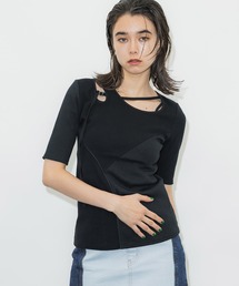 ストリングアシメカットソー｜ウォッシャブル