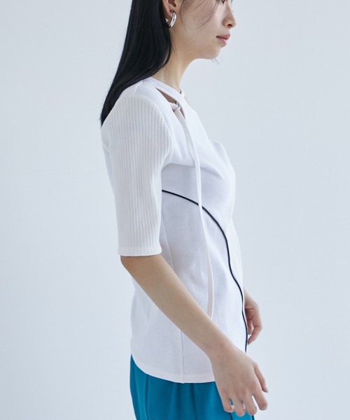 【洗える】アシメトリープリントカットソー 洗える】アシメトリープリントカットソー(カットソー・Tシャツ