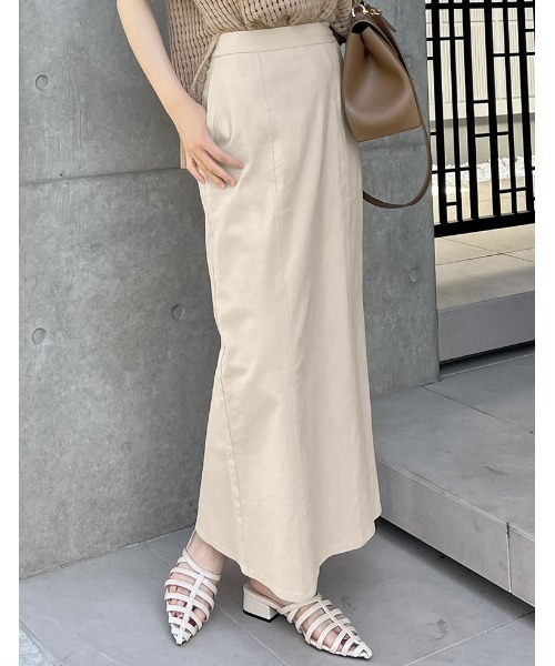 Re:EDIT（リエディ）の「[低身長サイズ有]ストレッチコットンスリットナロースカート（スカート・レディース・ブラック/ブラウン/アイボリー系/ブルー/グリーン・SHORT/MEDIUM/LARGE）」の4枚目の写真