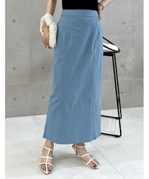 [低身長サイズ有]ストレッチコットンスリットナロースカート
