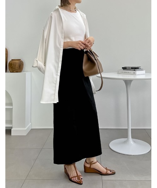 Re:EDIT（リエディ）の「[低身長サイズ有]ストレッチコットンスリットナロースカート（スカート・レディース・ブラック/ブラウン/アイボリー系/ブルー/グリーン・SHORT/MEDIUM/LARGE）」の12枚目の写真