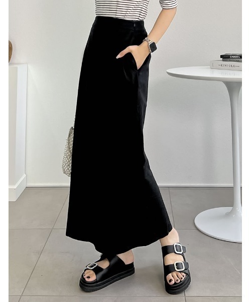 Re:EDIT（リエディ）の「[低身長サイズ有]ストレッチコットンスリットナロースカート（スカート・レディース・ブラック/ブラウン/アイボリー系/ブルー/グリーン・SHORT/MEDIUM/LARGE）」の9枚目の写真