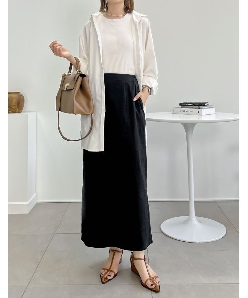 Re:EDIT（リエディ）の「[低身長サイズ有]ストレッチコットンスリットナロースカート（スカート・レディース・ブラック/ブラウン/アイボリー系/ブルー/グリーン・SHORT/MEDIUM/LARGE）」の14枚目の写真