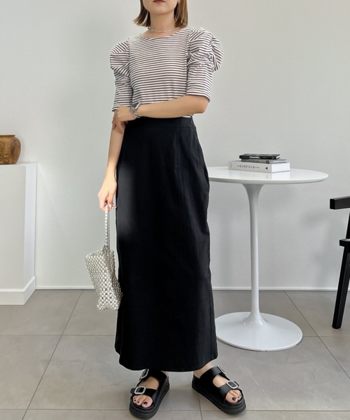 Re:EDIT（リエディ）の「[低身長サイズ有]ストレッチコットンスリットナロースカート（スカート・レディース・ブラック/ブラウン/アイボリー系/ブルー/グリーン・SHORT/MEDIUM/LARGE）」の8枚目の写真