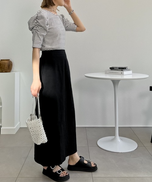 Re:EDIT（リエディ）の「[低身長サイズ有]ストレッチコットンスリットナロースカート（スカート・レディース・ブラック/ブラウン/アイボリー系/ブルー/グリーン・SHORT/MEDIUM/LARGE）」の7枚目の写真