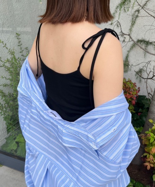 nemne store(ネンネストア)の「【紐調節可】ワンポイント刺繍カップ付きリボンキャミソール(キャミソール・レディース・ピンク/アイボリー/ブラック/ブルー・フリー)」の12枚目の写真
