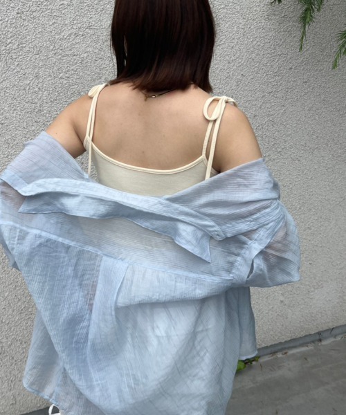 nemne store(ネンネストア)の「【紐調節可】ワンポイント刺繍カップ付きリボンキャミソール(キャミソール・レディース・ピンク/アイボリー/ブラック/ブルー・フリー)」の8枚目の写真