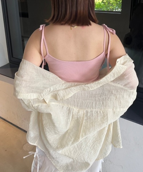 nemne store(ネンネストア)の「【紐調節可】ワンポイント刺繍カップ付きリボンキャミソール(キャミソール・レディース・ピンク/アイボリー/ブラック/ブルー・フリー)」の21枚目の写真