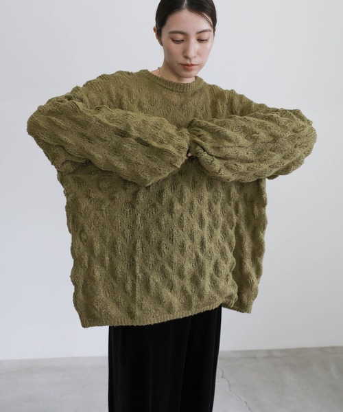 セール】モヘアライクドロップ編みオーバーニット（ニット/セーター