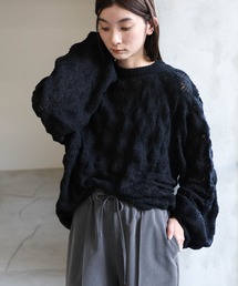 モヘアライクドロップ編みオーバーニット