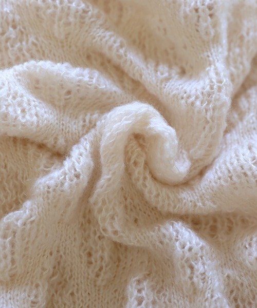 select MOCA（セレクトモカ）の「モヘアライクドロップ編みオーバーニット（ニット/セーター・レディース・テラコッタ/ライトカーキ/アイボリー/チャコールグレー/ネイビー・FREE）」の13枚目の写真