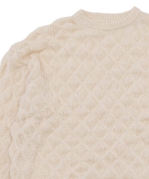 select MOCA（セレクトモカ）の「モヘアライクドロップ編みオーバーニット（ニット/セーター・レディース・テラコッタ/ライトカーキ/アイボリー/チャコールグレー/ネイビー・FREE）」の11枚目の写真