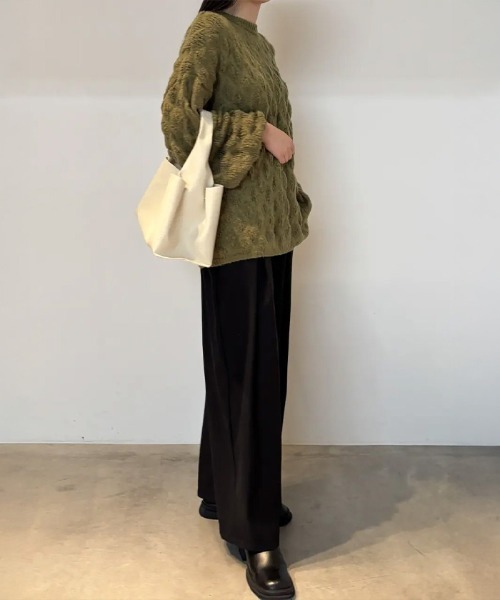 select MOCA（セレクトモカ）の「モヘアライクドロップ編みオーバーニット（ニット/セーター・レディース・テラコッタ/ライトカーキ/アイボリー/チャコールグレー/ネイビー・FREE）」の19枚目の写真