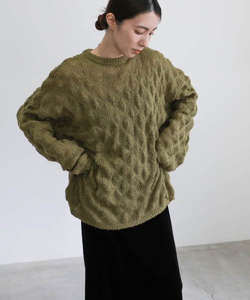 セール】モヘアライクドロップ編みオーバーニット（ニット/セーター