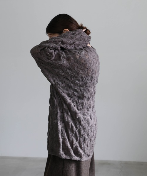 セール】モヘアライクドロップ編みオーバーニット（ニット/セーター