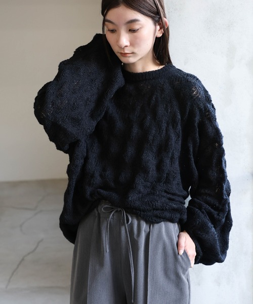 モヘアライクドロップ編みオーバーニット（ニット/セーター）｜select