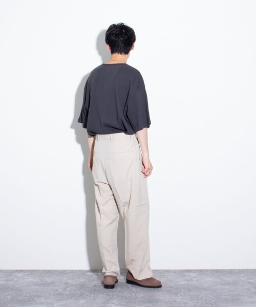 GLOSTER（グロスター）の「【GLOSTER/グロスター】シャンブレーエステル ツータックスラックス（スラックス・メンズ・チャコールグレー/ブラック/ベージュ・S/M/L）」の4枚目の写真