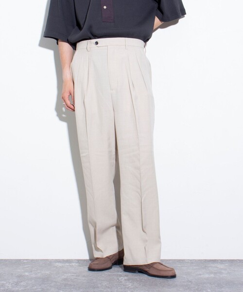 GLOSTER（グロスター）の「【GLOSTER/グロスター】シャンブレーエステル ツータックスラックス（スラックス・メンズ・チャコールグレー/ブラック/ベージュ・S/M/L）」の8枚目の写真