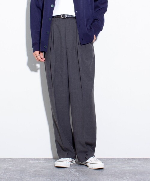 GLOSTER（グロスター）の「【GLOSTER/グロスター】シャンブレーエステル ツータックスラックス（スラックス・メンズ・チャコールグレー/ブラック/ベージュ・S/M/L）」の12枚目の写真