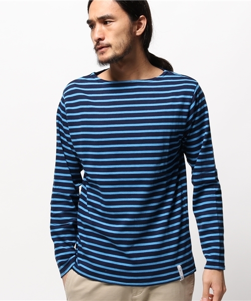 OUTLET(アウトレット)の「【CIAOPANIC TYPY】ボートネックマリンボーダーTee(Tシャツ/カットソー・メンズ・ネイビー/ブラック/ホワイト/グレー・LARGE/SMALL/MEDIUM)」の4枚目の写真