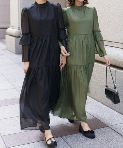 Olu.（オルドット）の「【オケージョンアイテム】オーガンジーロングドレス（ドレス・レディース・カーキ/ブラック・FREE）」の21枚目の写真