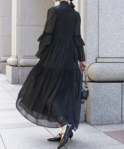 Olu.（オルドット）の「【オケージョンアイテム】オーガンジーロングドレス（ドレス・レディース・カーキ/ブラック・FREE）」の22枚目の写真