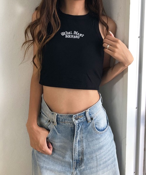 GLAMOROUS JANE(グラマラスジェーン)の「フロントロゴ刺繍パット付ノースリトップス(Tシャツ/カットソー・レディース・ブラック/カーキ/ホワイト/ブラウン・FREE)」の22枚目の写真