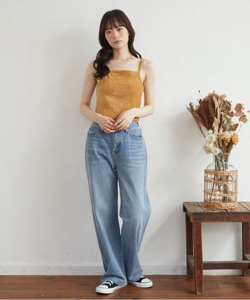 RETRO GIRL（レトロガール）の「カップ付きベロアキャミ（キャミソール・レディース・オフホワイト/ブラック/イエロー・FREE）」の15枚目の写真