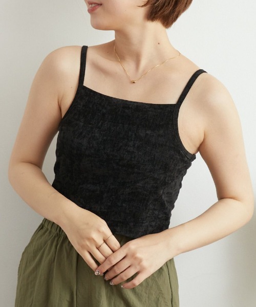 RETRO GIRL（レトロガール）の「カップ付きベロアキャミ（キャミソール・レディース・オフホワイト/ブラック/イエロー・FREE）」の3枚目の写真