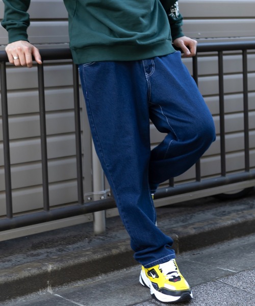 SlashDate(スラッシュデイト)の「ルーズテーパードデニムパンツ/イージーパンツ(デニムパンツ・メンズ・ワンウォッシュ/ライトインディゴブルー/ブルー・M/L/XL)」の1枚目の写真