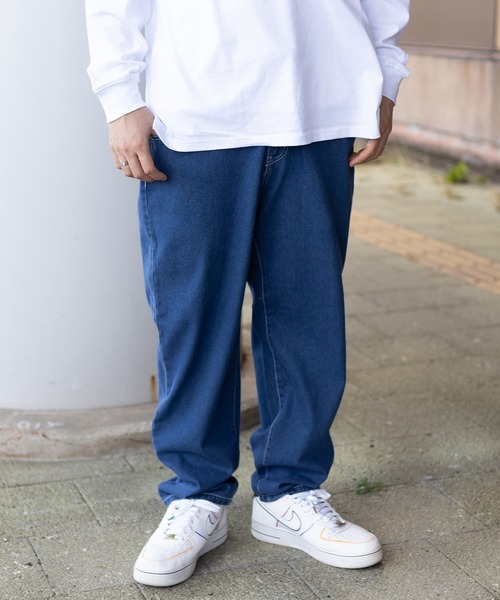 SlashDate(スラッシュデイト)の「ルーズテーパードデニムパンツ/イージーパンツ(デニムパンツ・メンズ・ワンウォッシュ/ライトインディゴブルー/ブルー・M/L/XL)」の2枚目の写真