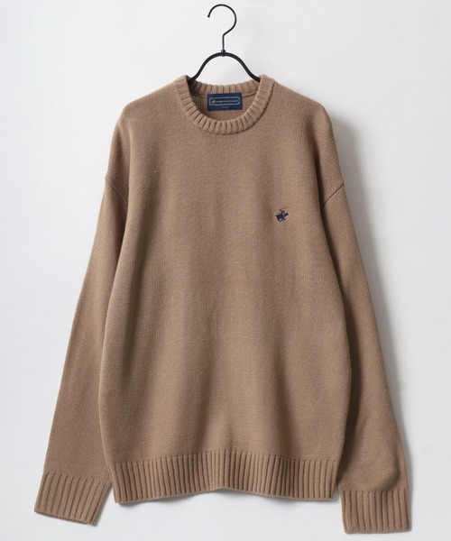 BEVERLY HILLS POLO CLUB（ビバリーヒルズポロクラブ）の「BEVERLY HILLS POLO CLUB/ビバリーヒルズポロクラブ オーバーサイズ ロゴ ワンポイント刺繍 無地 ボーダー クルーネック ニット/長袖 トップス プルオーバー/レディース メンズ（ニット/セーター・レディース・ベージュ/ネイビー/ライトグレー/ホワイト系その他/ブラック系その他/アイボリー/ブラック・M/L/LL）」の13枚目の写真