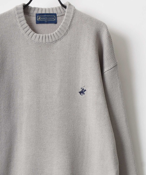 BEVERLY HILLS POLO CLUB（ビバリーヒルズポロクラブ）の「BEVERLY HILLS POLO CLUB/ビバリーヒルズポロクラブ オーバーサイズ ロゴ ワンポイント刺繍 無地 ボーダー クルーネック ニット/長袖 トップス プルオーバー/レディース メンズ（ニット/セーター・レディース・ベージュ/ネイビー/ライトグレー/ホワイト系その他/ブラック系その他/アイボリー/ブラック・M/L/LL）」の22枚目の写真