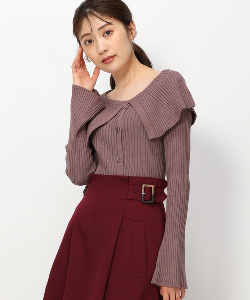 MISCH MASCH(ミッシュマッシュ)の「■2023秋冬新作■成型ビッグ衿リブニット/MM338307(ニット/セーター・レディース・ブラック/ワイン/ブラウン/ホワイト・フリ-)」の1枚目の写真