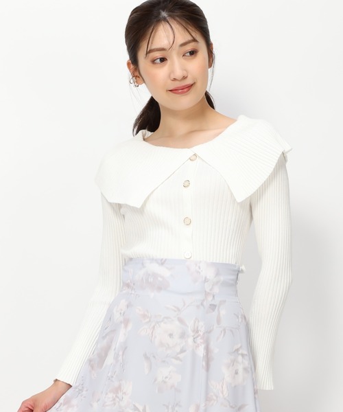 MISCH MASCH(ミッシュマッシュ)の「■2023秋冬新作■成型ビッグ衿リブニット/MM338307(ニット/セーター・レディース・ブラック/ワイン/ブラウン/ホワイト・フリ-)」の2枚目の写真