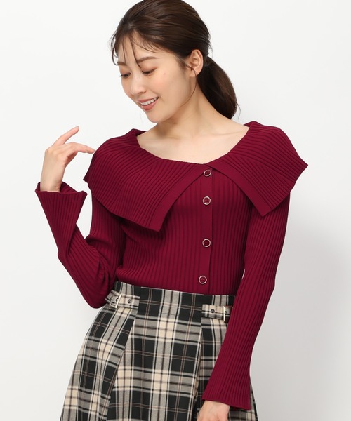 MISCH MASCH(ミッシュマッシュ)の「■2023秋冬新作■成型ビッグ衿リブニット/MM338307(ニット/セーター・レディース・ブラック/ワイン/ブラウン/ホワイト・フリ-)」の9枚目の写真